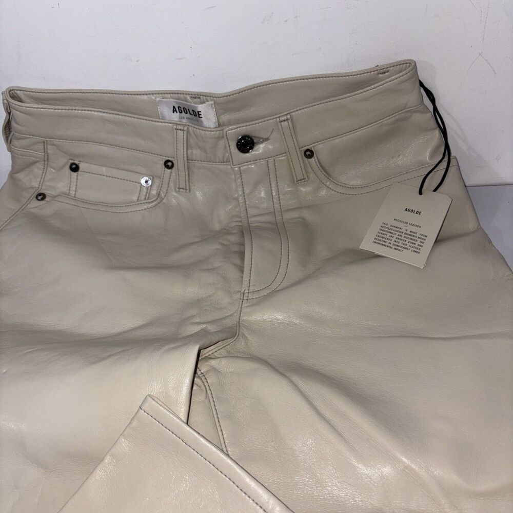 Agolde Recycled Leather Pants White Women’s Waist 28 New Flaw